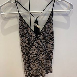 7 For All Mankind Black and Cream Lace Top